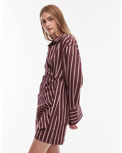 & Other Stories Red Ruche Side Min Shirt Dress