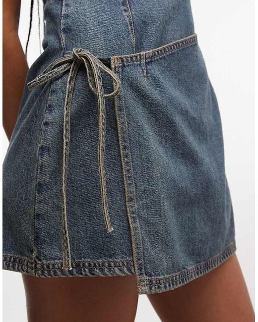 Collusion Blue Denim Wrap Dress