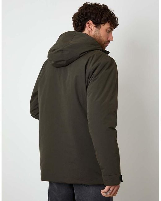 Threadbare Black Showerproof Padded Hooded Coat for men