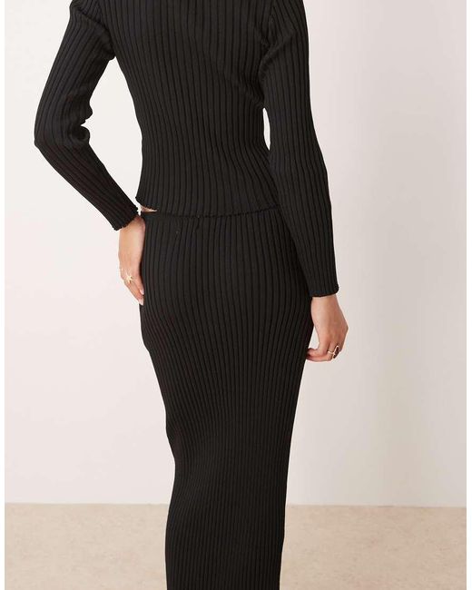 SNDY'S Natural Ribbed Knit Column Maxi Skirt Co-Ord