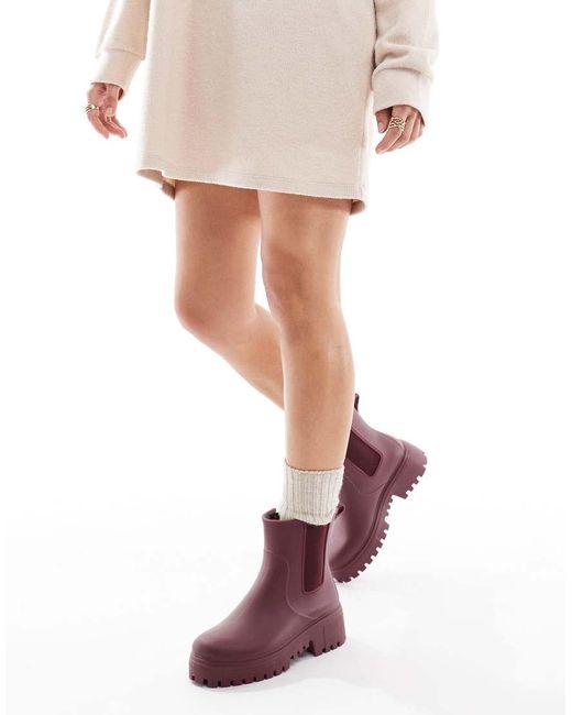 London Rebel Purple Phoebe Chunky Chelsea Boots