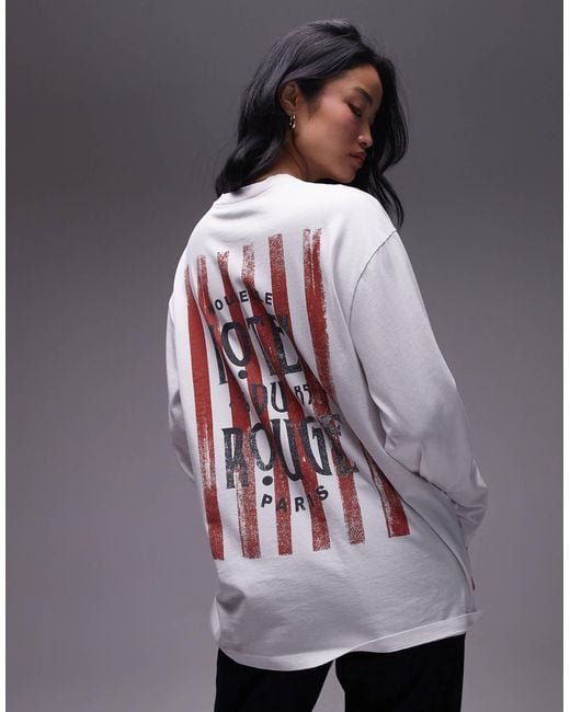 TOPSHOP Purple Graphic Hotel Rouge Long Sleeve Skater Tee