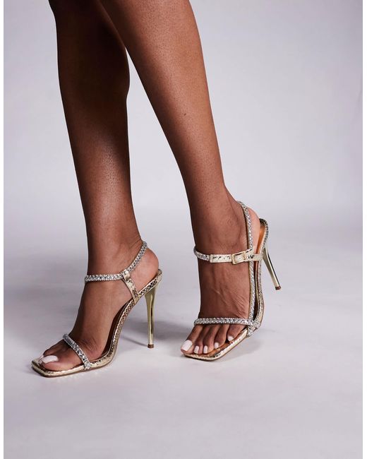 Public Desire Brown – last night – verzierte sandaletten