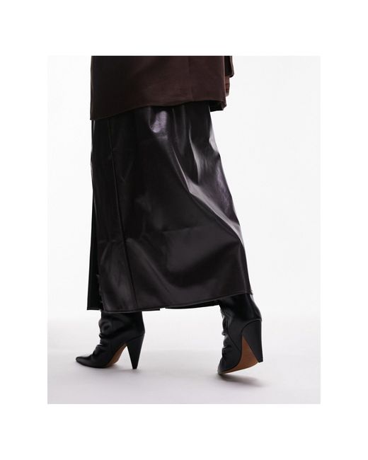TOPSHOP Black – nadia – spitze ankle-boots aus echtem leder