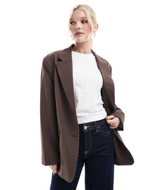 Pull&Bear Oversized Mannelijke Blazer in het Brown