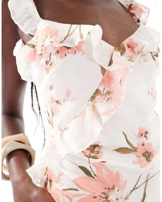New Look White Floral Ruffle Maxi Dress