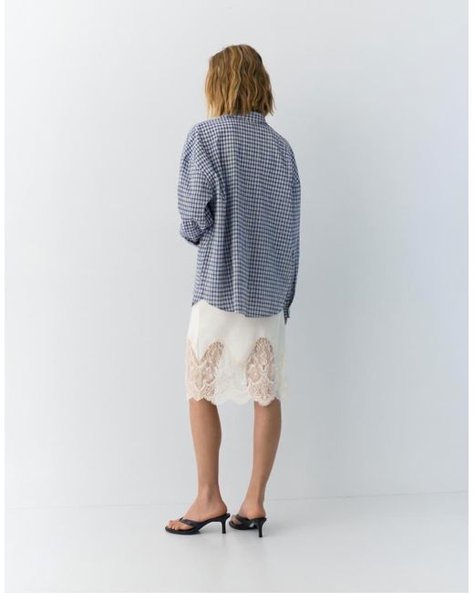 Pull&Bear Blue Oversize Check Shirt