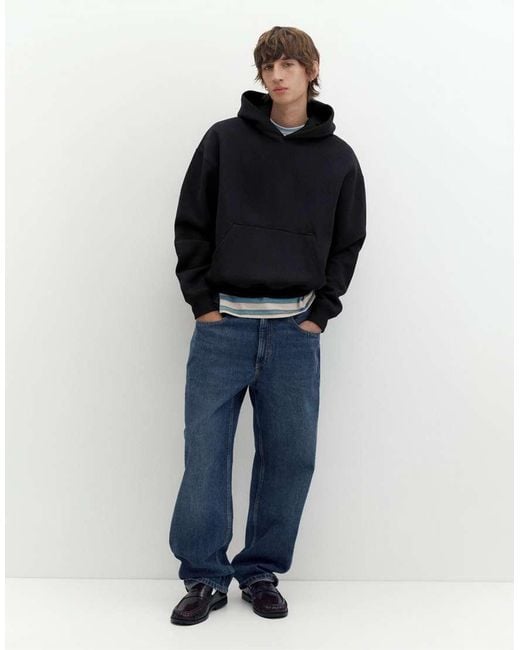 Pull&Bear Blue Boxy Fit Hoodie for men