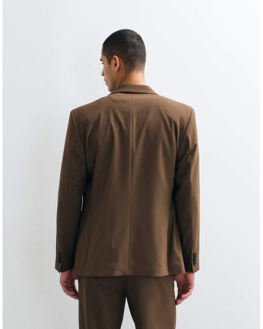 ASOS Brown Regular Double Breasted Suit Blazer for men