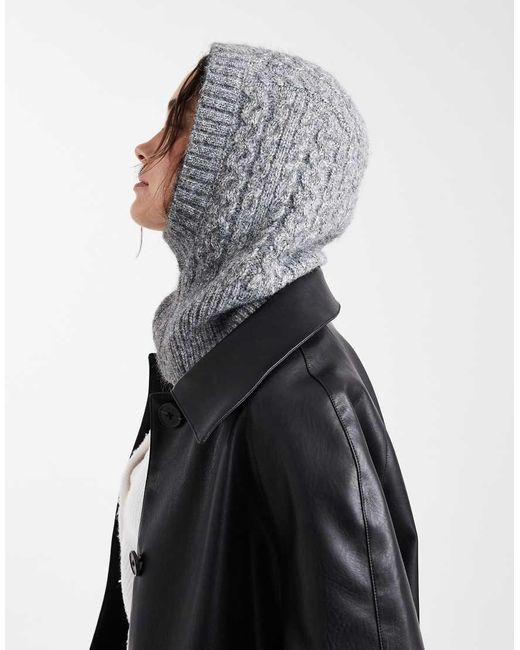 Pieces Black Cable Knit Balaclava