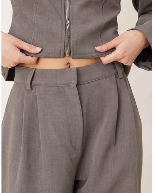 Wanderdoll Natural Exclusive Gabriella Turned Up Tailored Wide Leg Trousers Co-Ord