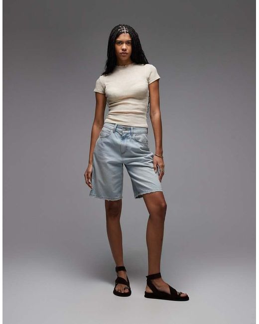 ASOS Gray Short Sleeve Funnel Neck Sheer Rib Top
