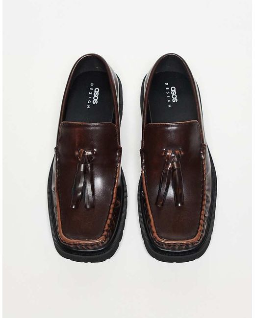 ASOS Black Square Toe Loafers for men
