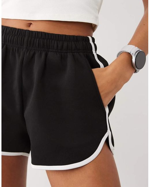 4505 Black Performance Jersey 3"" High Waist Retro Stripe Shorts