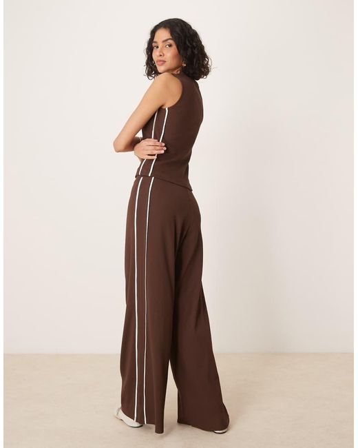 ASOS Broek Met Super Wijde Pijpen Met Contrasterende Biezen in het Natural