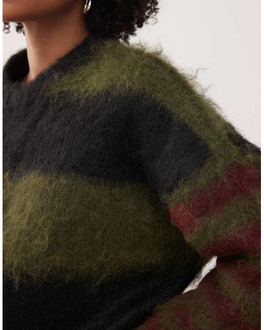 The Ragged Priest Black Striped Fluffy Jumper