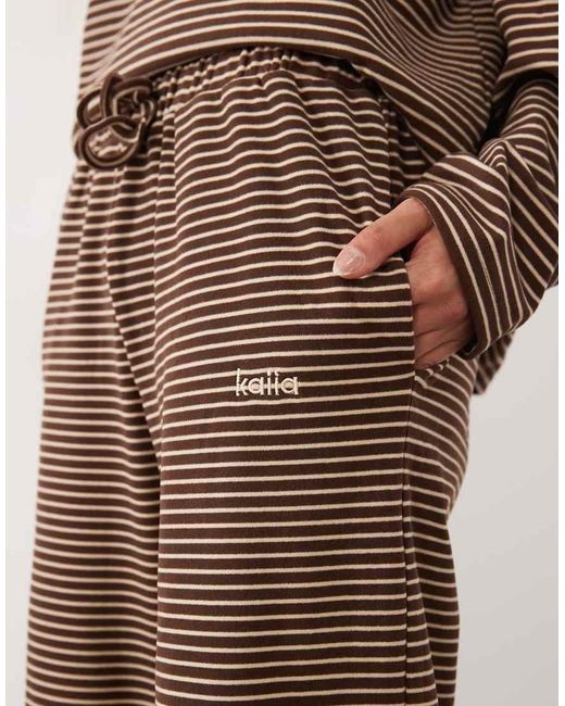 Kaiia Brown Super Soft Fleece Wide Leg Lounge Trousers Co-Ord