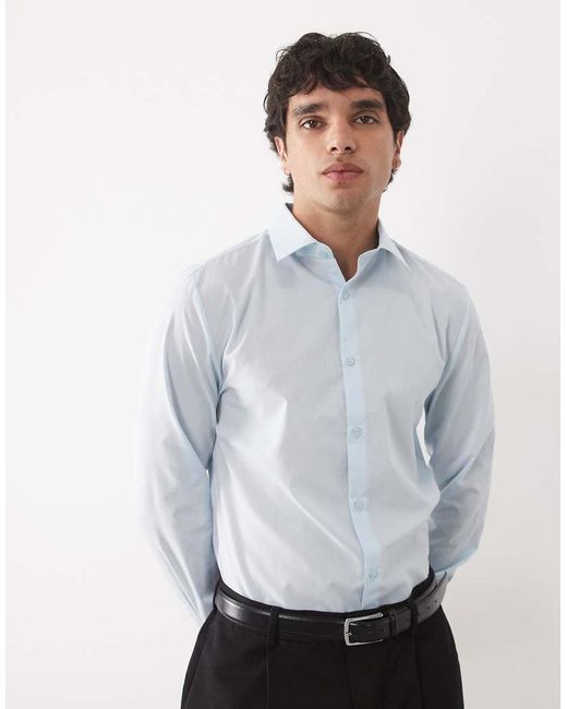 River Island Gray Slim Fit Shirt for men