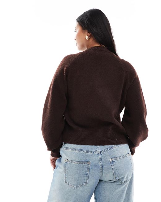 ASOS Brown Asos Design Curve Crew Neck Cardigan With Raglan Sleeve Detail