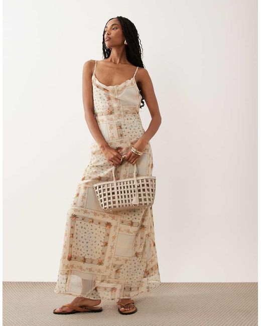 Miss Selfridge Natural Chiffon Cowl Neck Midi Dress