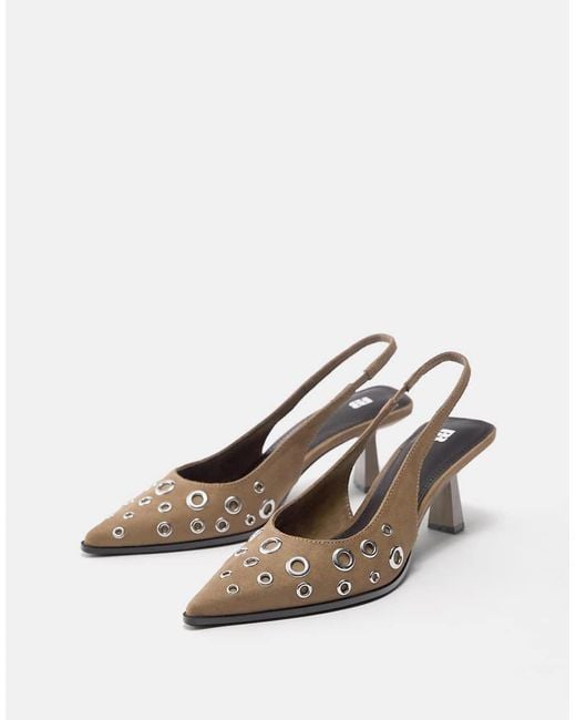 Pull&Bear White Studded High-heel Shoes