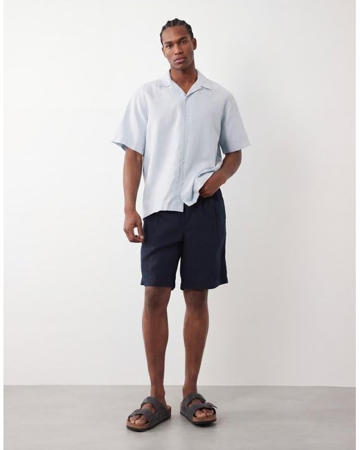 SELECTED White Linen-blend Short Sleeve Shirt for men