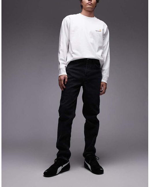 Jeans Affusolati Elasticizzati Slavato di Topman in Black da Uomo