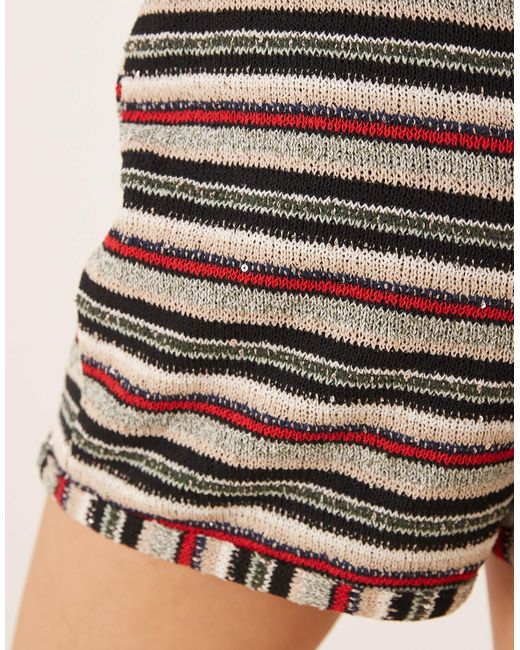 Short d'ensemble en maille à rayures et sequins - rouge ASOS en coloris Natural