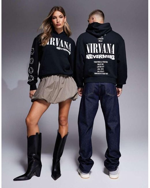 ASOS Blue Unisex Oversized License Hoodie With Nirvana Nevermind Prints