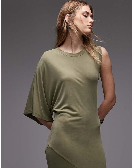 ASOS Gray One Sleeved Maxi Fishtail Dress