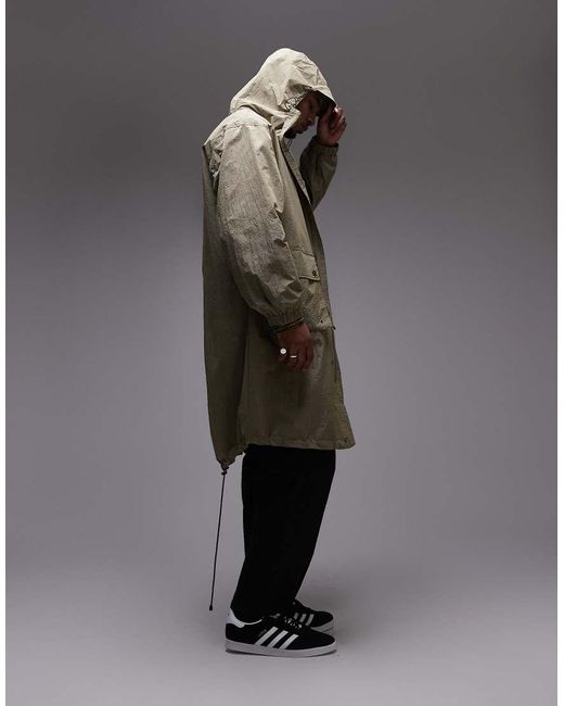 Topman Gray Lightweight Ripstop Parka Jacket for men