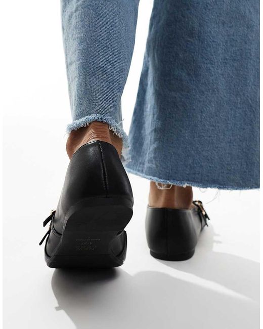 Ballerine Nere Con Fascette Incrociate A Pianta Larga di New Look in Blue