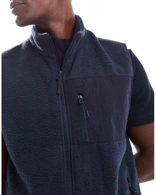 New Look Blue Fleece Vest for men