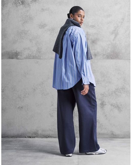 ASOS Blue Asos Design Curve Wide Leg Brushback jogger