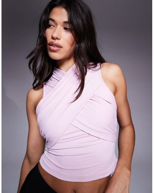 ASOS Purple Wrap Front Sleeveless Tank Top