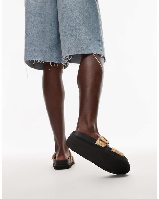 TOPSHOP Natural Kady Woven Flat Sandal With Buckle