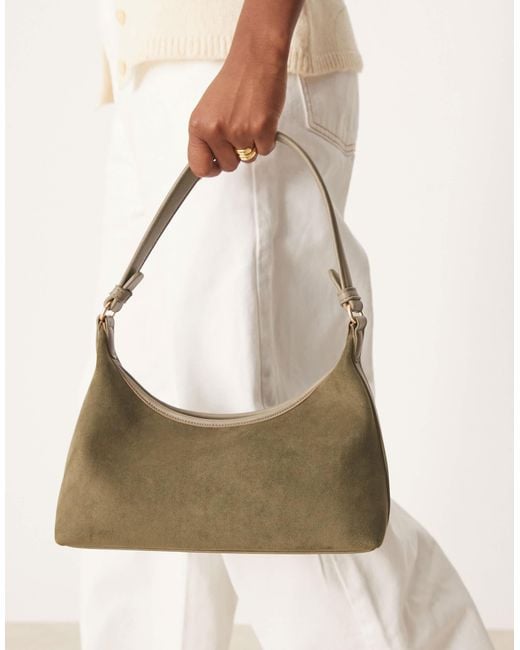 ASOS Natural Faux Suede 90s Shoulder Bag