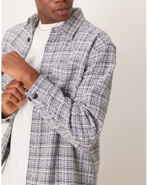 SELECTED – hemdjacke aus bouclé in Gray für Herren