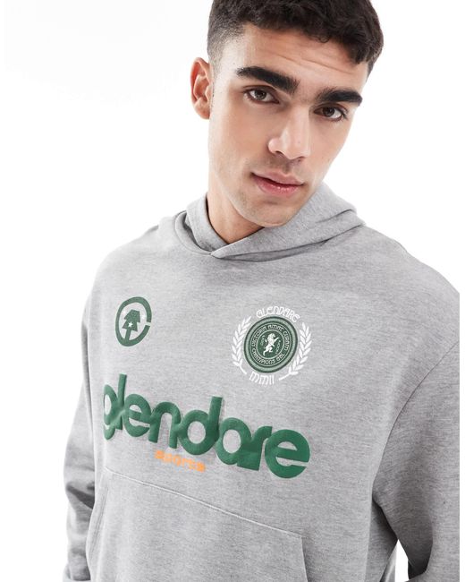 ASOS Gray Oversized Hoodie With Logo Chest Print for men