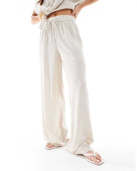 Pieces White – hose aus leinenmix