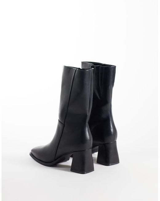 SEQWL Blue Fisher Block Heeled Mid Ankle Boots