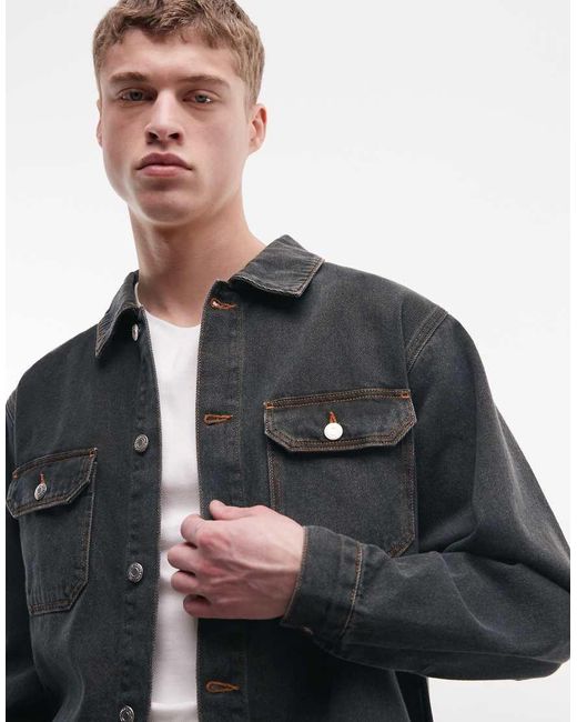 Reclaimed Vintage Gray Khaki Denim Jacket Co-ord for men