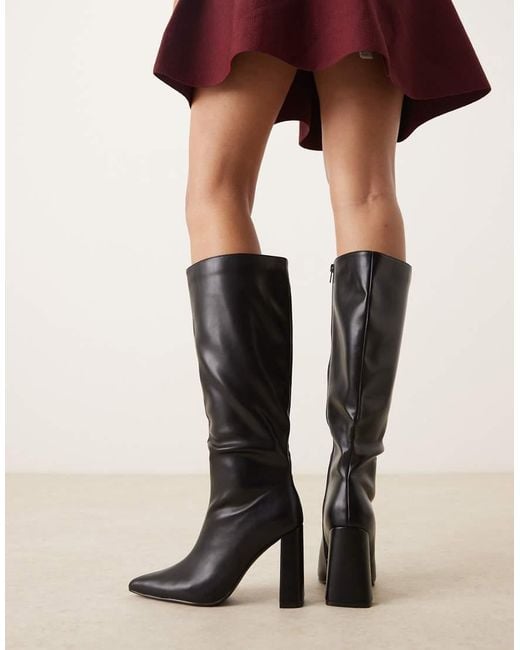 Glamorous Black Pointed Knee Boots
