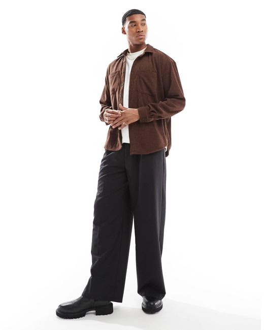 ASOS Brown Boxy Cord Overshirt for men