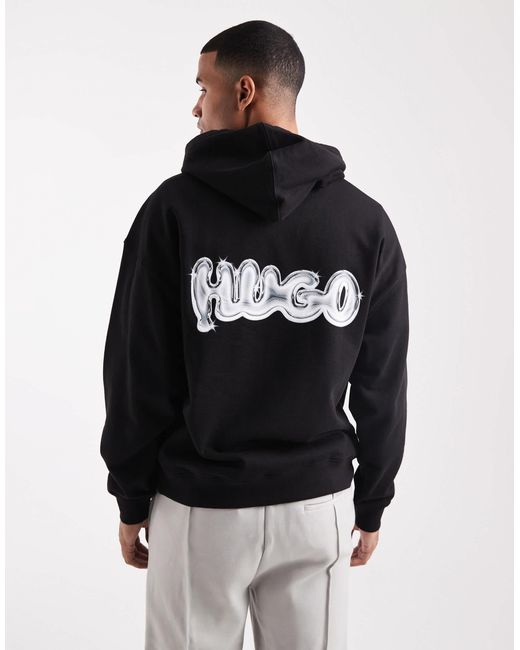 Nyrohood - sweat à capuche ample avec logo effet bulles au dos HUGO pour homme en coloris Black