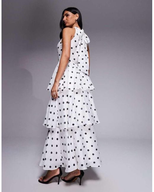 Forever New Gray Tiered Halter Neck Maxi Dress