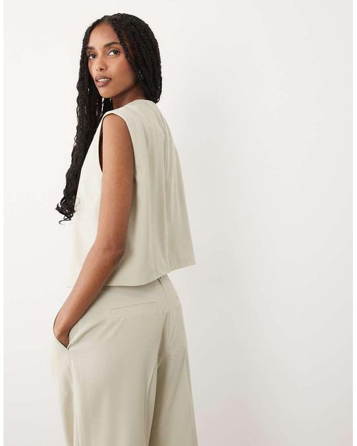 Aware Natural Cropped Tailored Waistcoat Co-ord