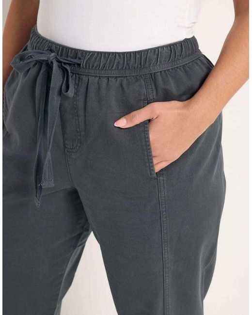 Yours Clothing Blue Twill Barrel Leg Trousers