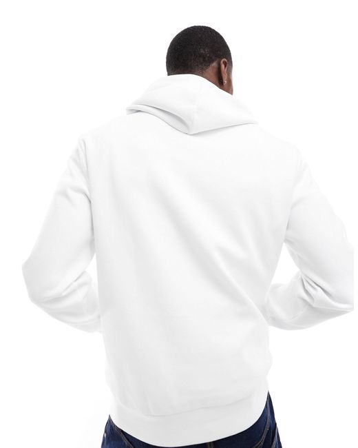 Polo Ralph Lauren White Central Logo Double Knit Hoodie for men