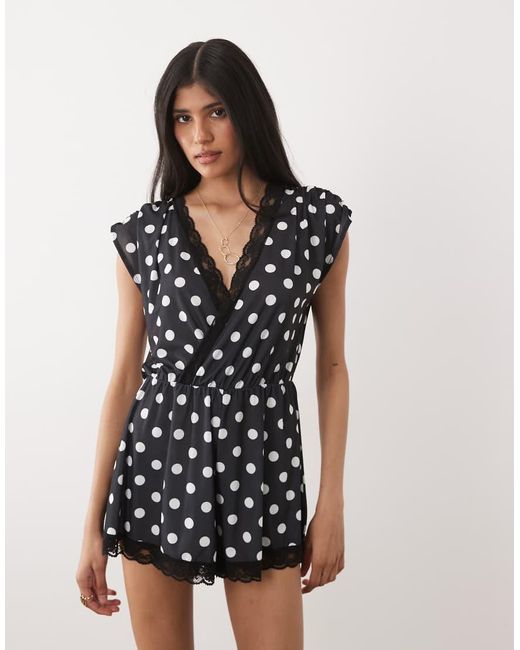 Miss Selfridge Black Wrap Front Playsuit